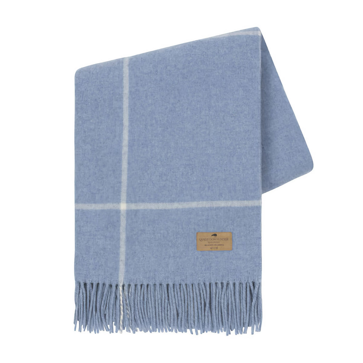 Folded Lands Downunder Windowpane Cashmere Throw in Sky Blue color