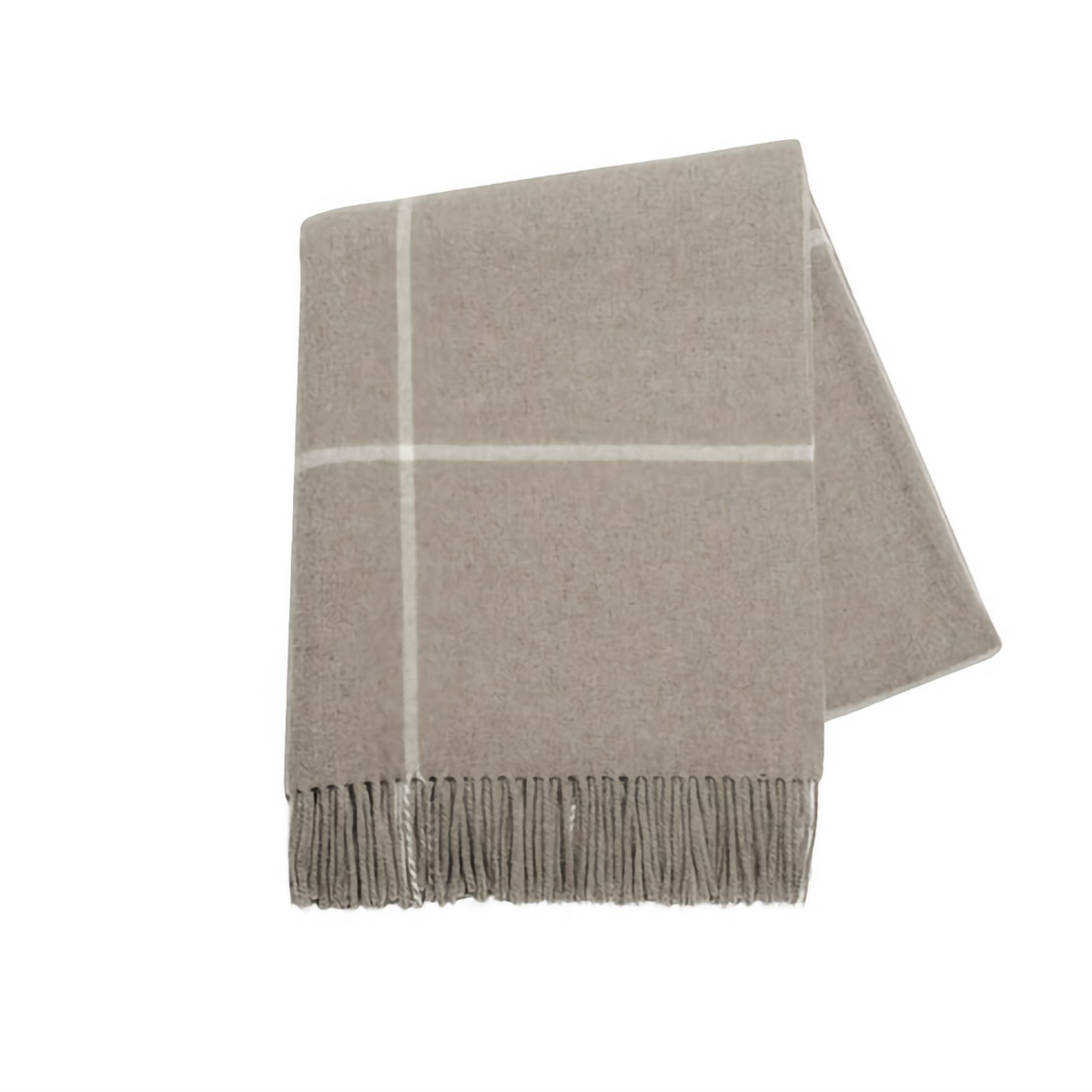 Folded Lands Downunder Windowpane Cashmere Throw in Taupe color