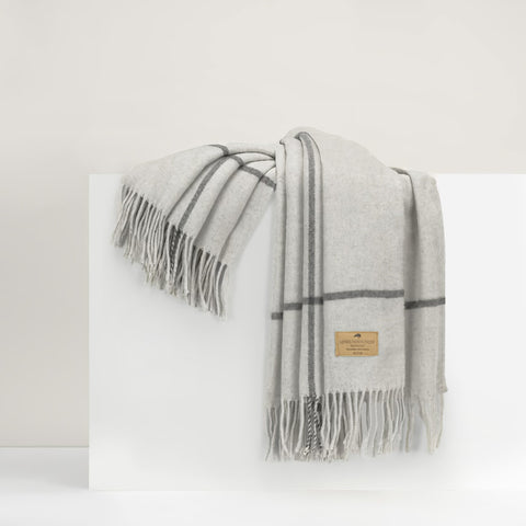 Lands Downunder Windowpane Cashmere Throw - Light Gray featured image