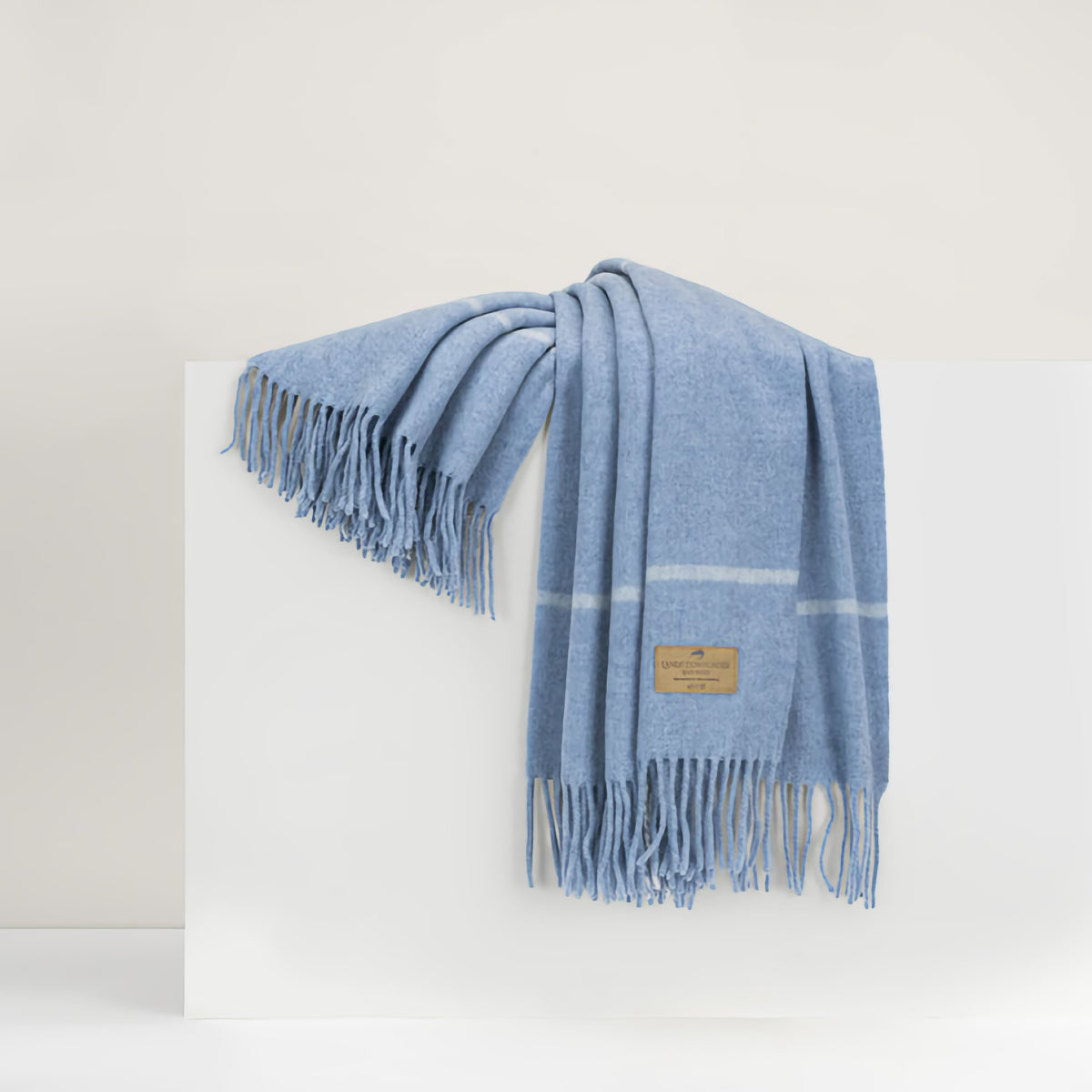 Lands Downunder Windowpane Cashmere Throw in Sky Blue color