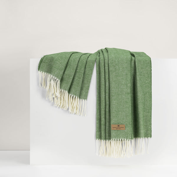 Lands Downunder Italian Herringbone Throw - Meadow - draped image 2
