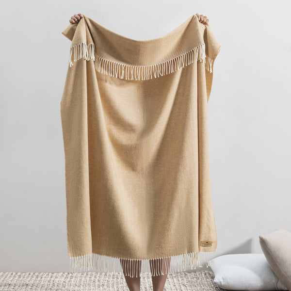 Lands Downunder Italian Herringbone Throw Biscotti - held up image