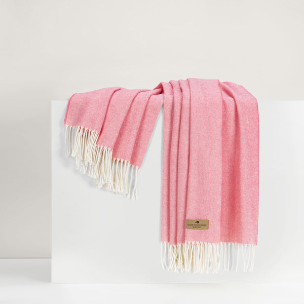 Lands Downunder Italian Herringbone Throw Bubble Gum - draped image