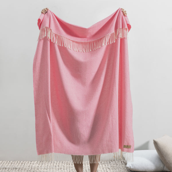 Lands Downunder Italian Herringbone Throw Bubble Gum - draped image