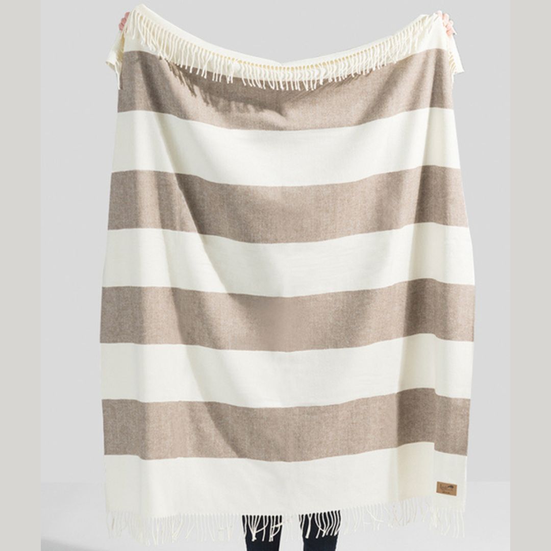 Lands Downunder Rugby Stripe Throw - Barnwood - Held Image