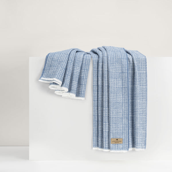 Lands Downunder Sutton Plaid Throw - Chambray - draped image