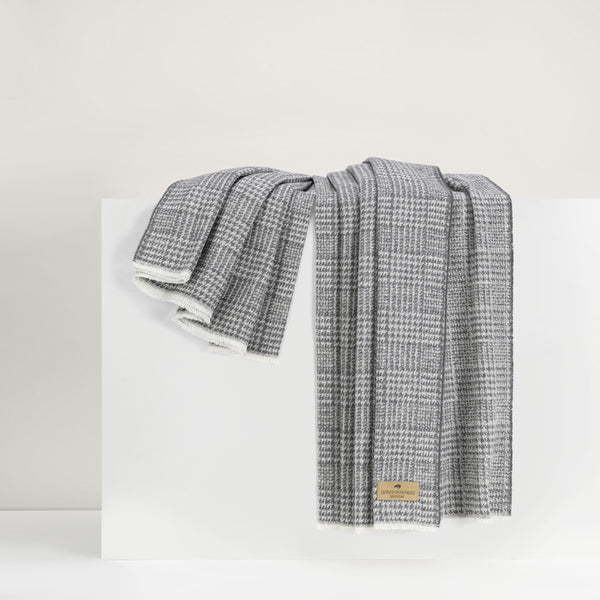 Lands Downunder Sutton Plaid Throw - Charcoal - draped image