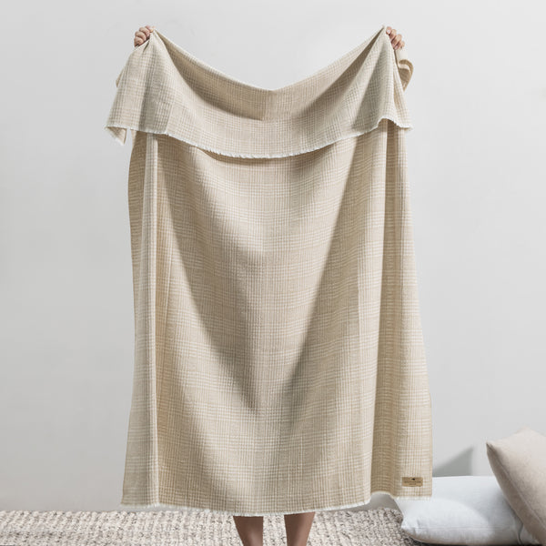 Lands Downunder Sutton Plaid Throw - Dune - draped image