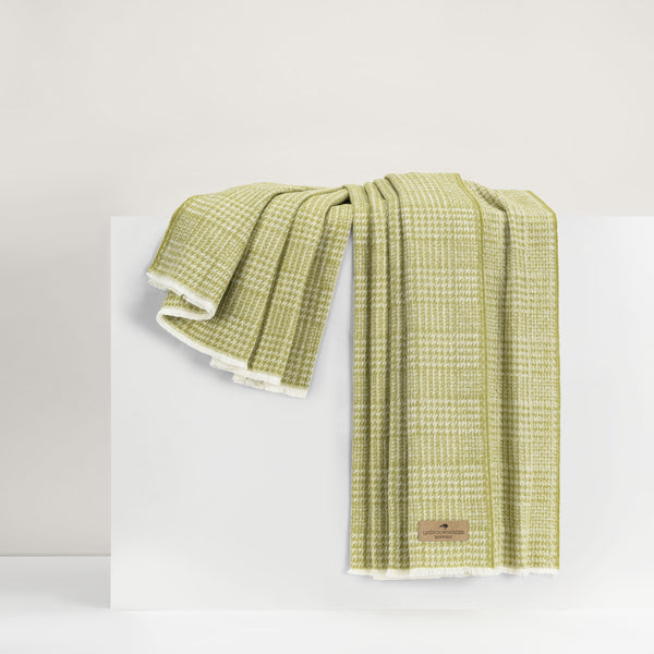 Lands Downunder Sutton Plaid Throw - Lemongrass - draped image