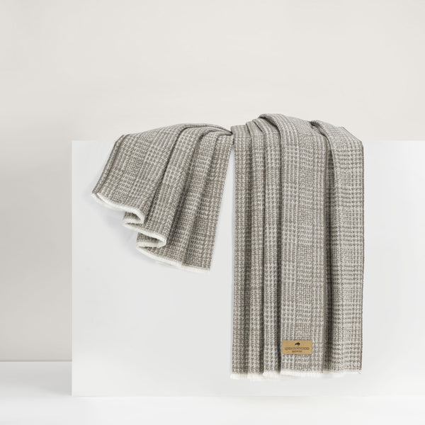 Lands Downunder Sutton Plaid Throw - Mink - draped image