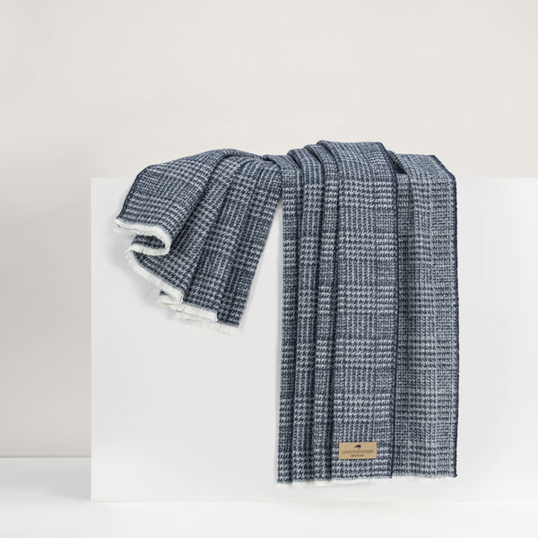 Lands Downunder Sutton Plaid Throw - Navy - draped image