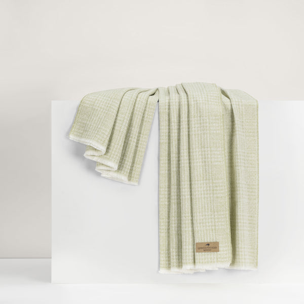 Lands Downunder Sutton Plaid Throw - Sage - Draped Image