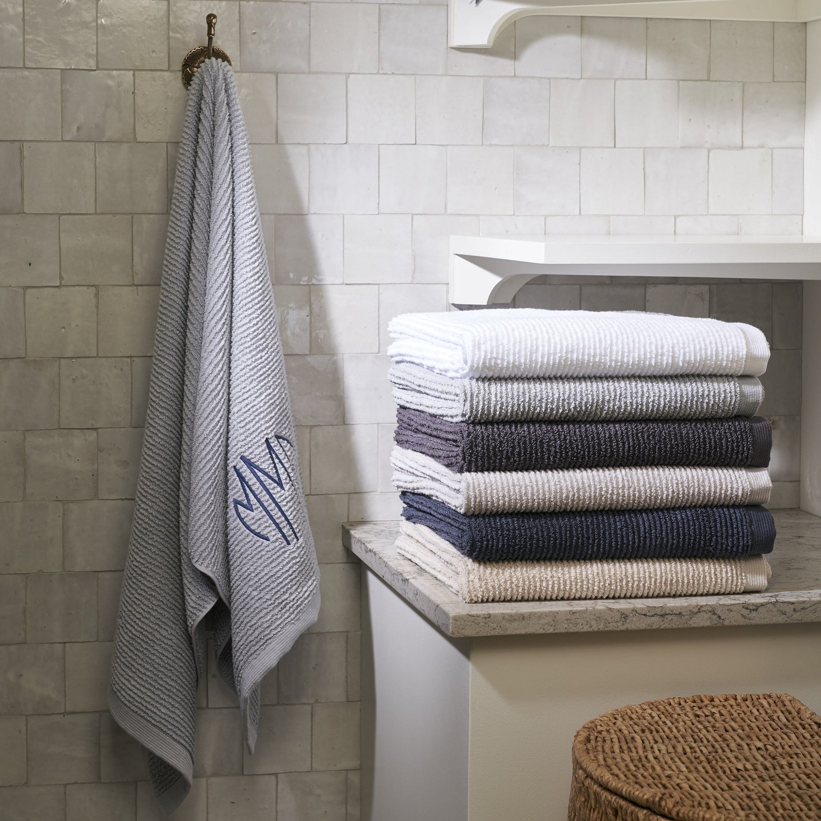 Matouk Aman Bath Towels in Lifestyle