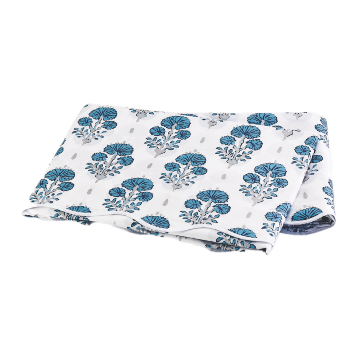 Folded Flat Sheet of Lulu DK Matouk Joplin Bedding in Mineral Blue Color