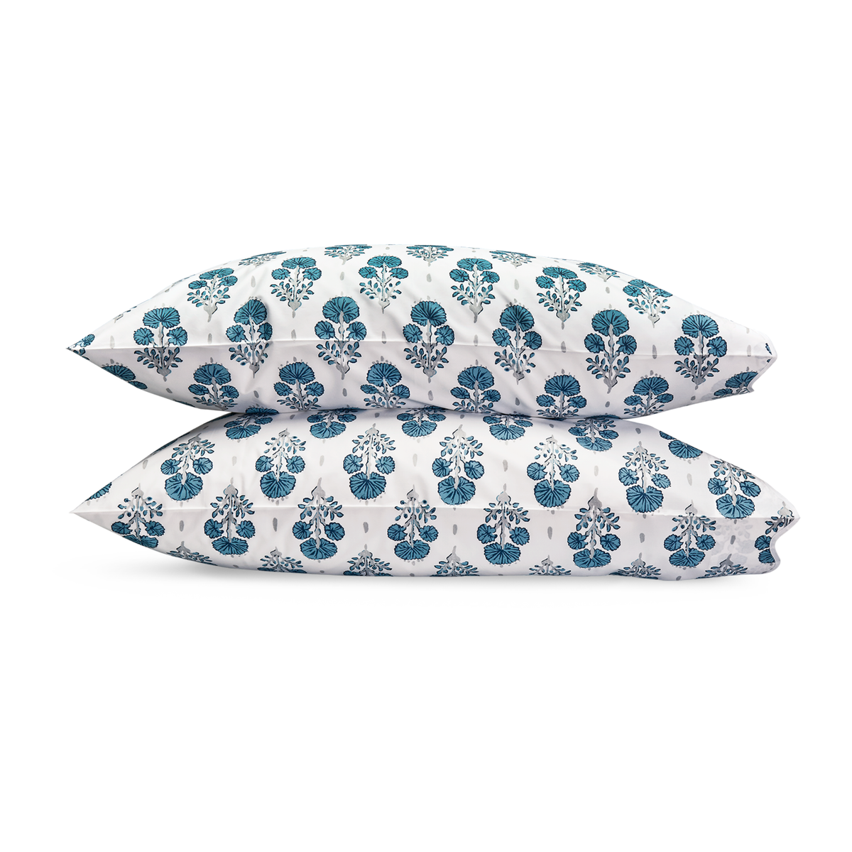 Pair of Pillowcases of Lulu DK Matouk Joplin Bedding in Mineral Blue Color