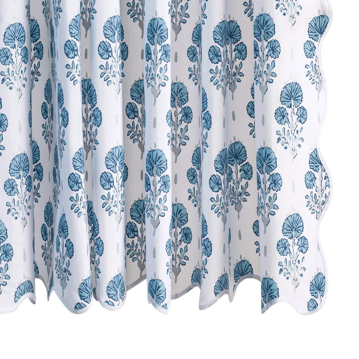 Lulu DK Matouk Joplin Shower Curtain in Mineral Blue Color