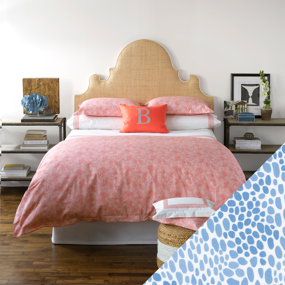 Full Bed Dressed in Lulu DK Matouk Nikita Bedding in Azure Color