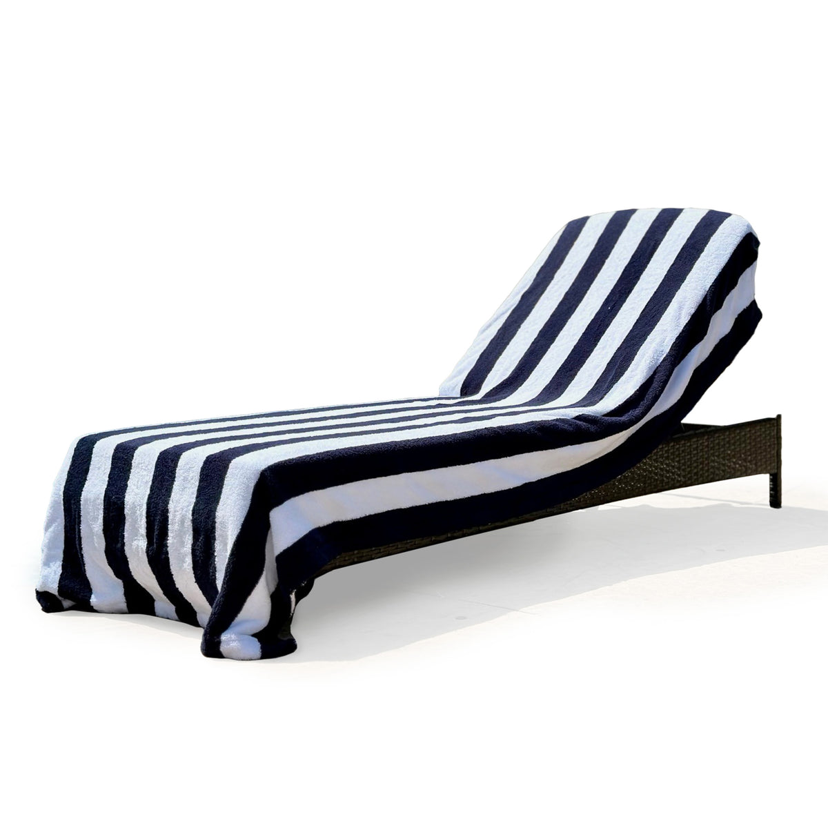 ARLU Home Luxury Terry Lounge Chair Towel Cover - White/Navy