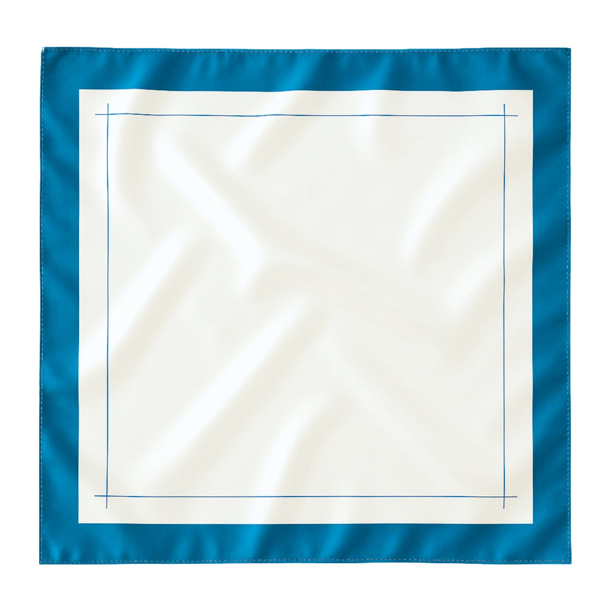 Ivory silk square scarf with Marina Blue border