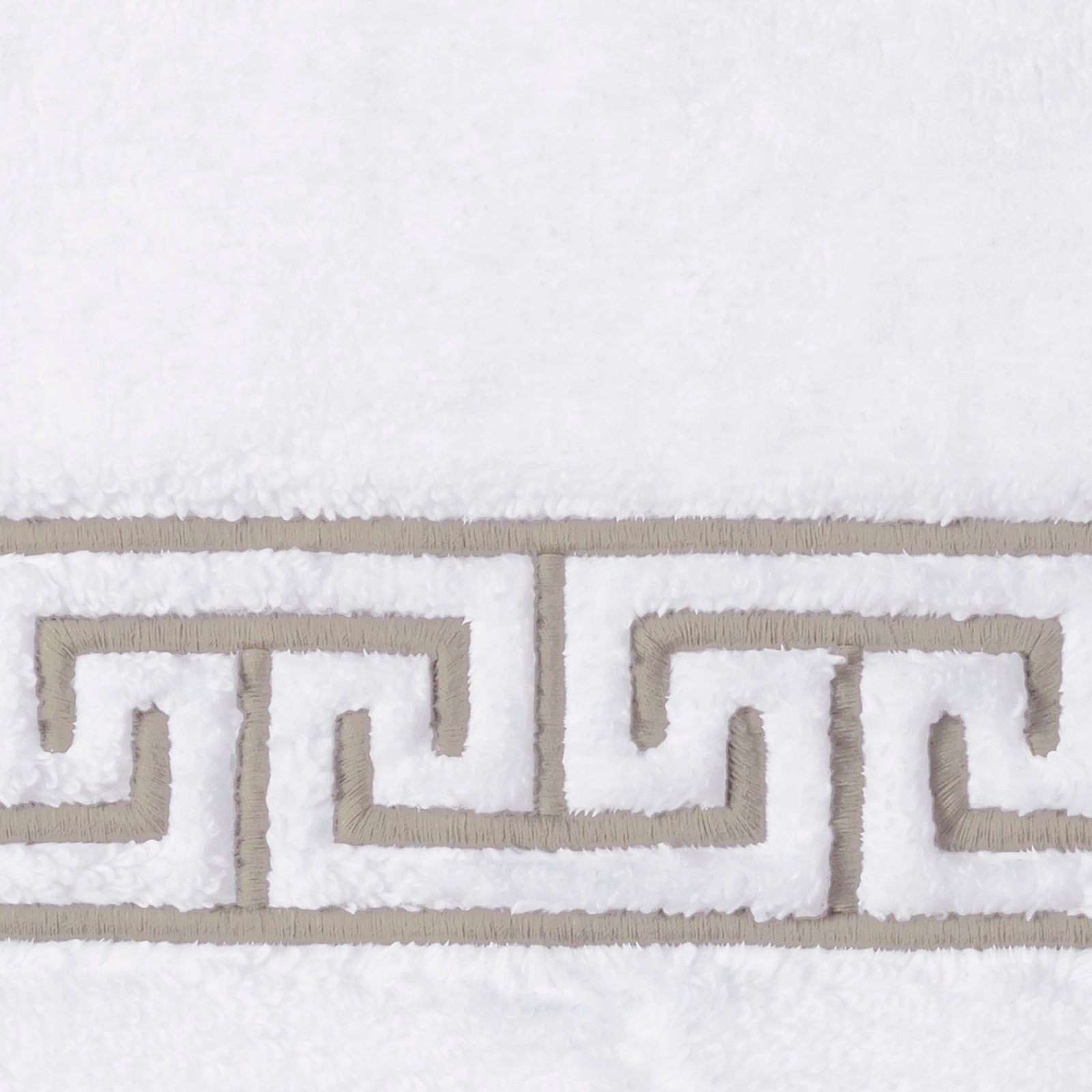 Closeup Image of Matouk Adelphi Bath Rugs in Truffle Color