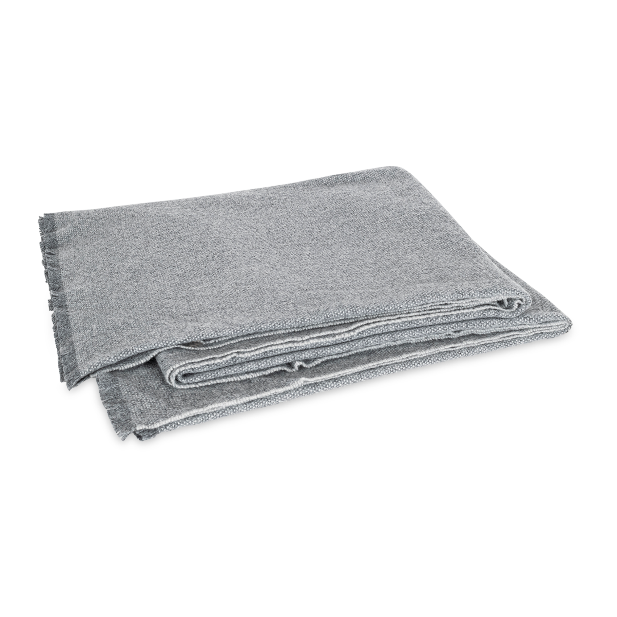 Folded Matouk Agnes Throw in Smoke Grey Color Against White Background