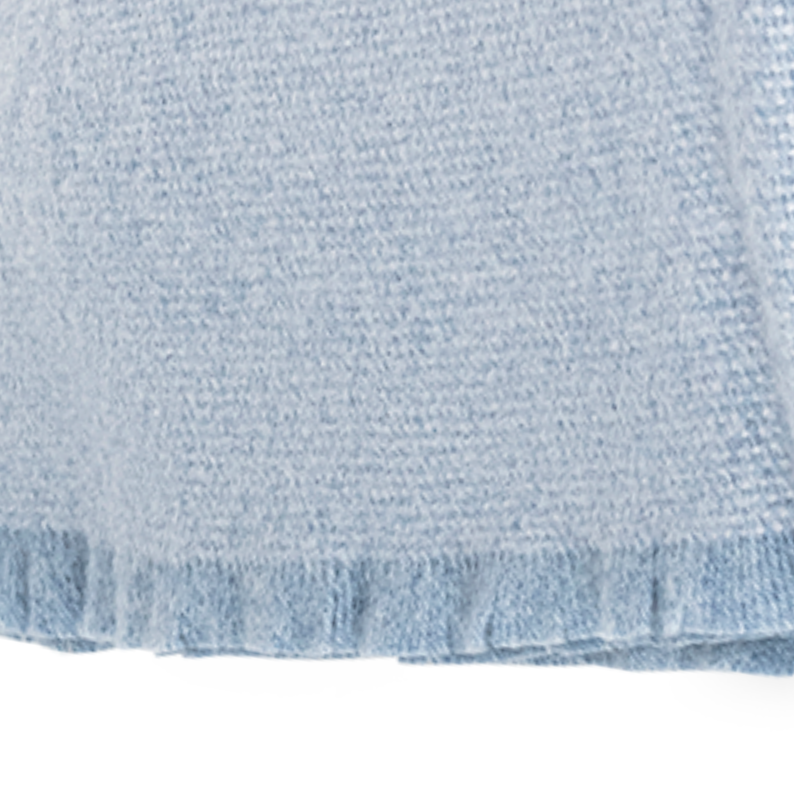 Folded Matouk Agnes Throw in Hazy Blue Color Against White Background