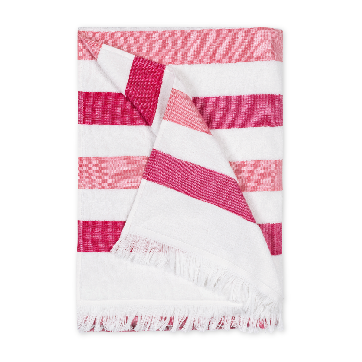 Folded Matouk Amado Pool and Beach Towels in Candy Stripe Color