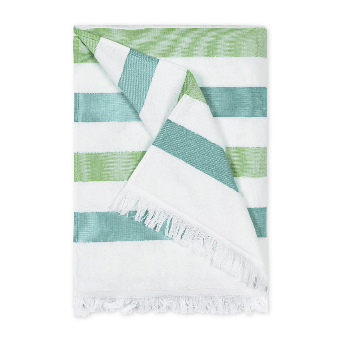 Folded Matouk Amado Pool and Beach Towels in Palm Stripe Color