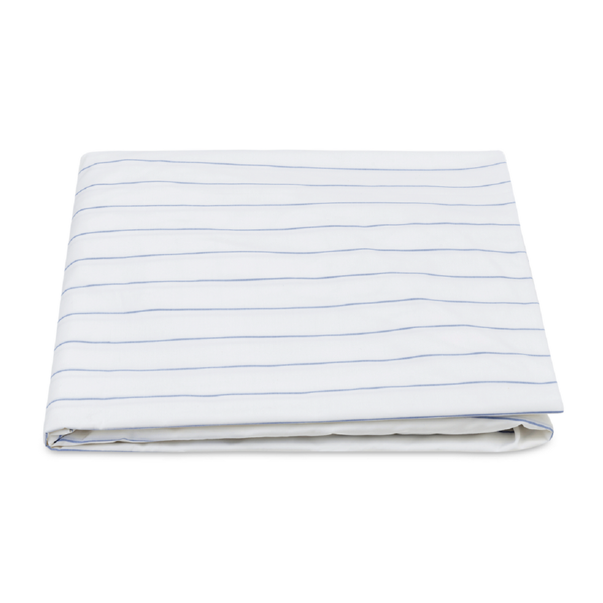Folded Fitted Sheet of Matouk Amalfi Bedding in Hazy Blue Color
