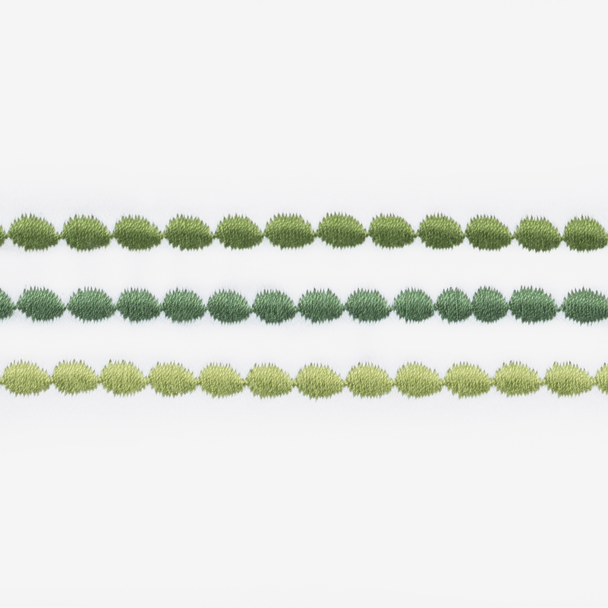 Swatch of Matouk Amara Triple Pearl Bedding in Palm Green