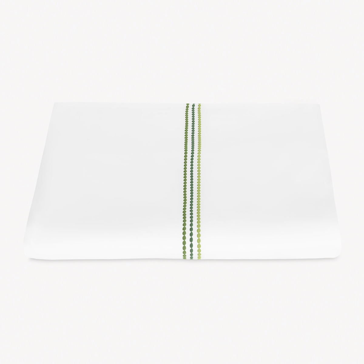 Folded Duvet Cover of Matouk Amara Triple Pearl Bedding in Palm Green