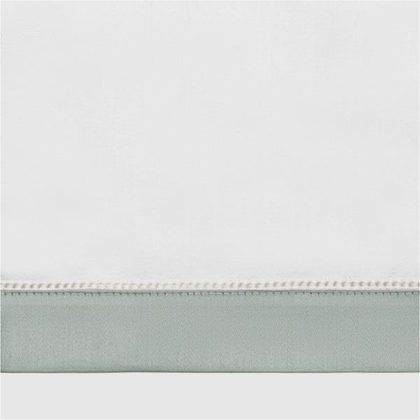 Full View of Matouk Ambrose Bedding Bone/Silver with Bone/Celadon Swatch