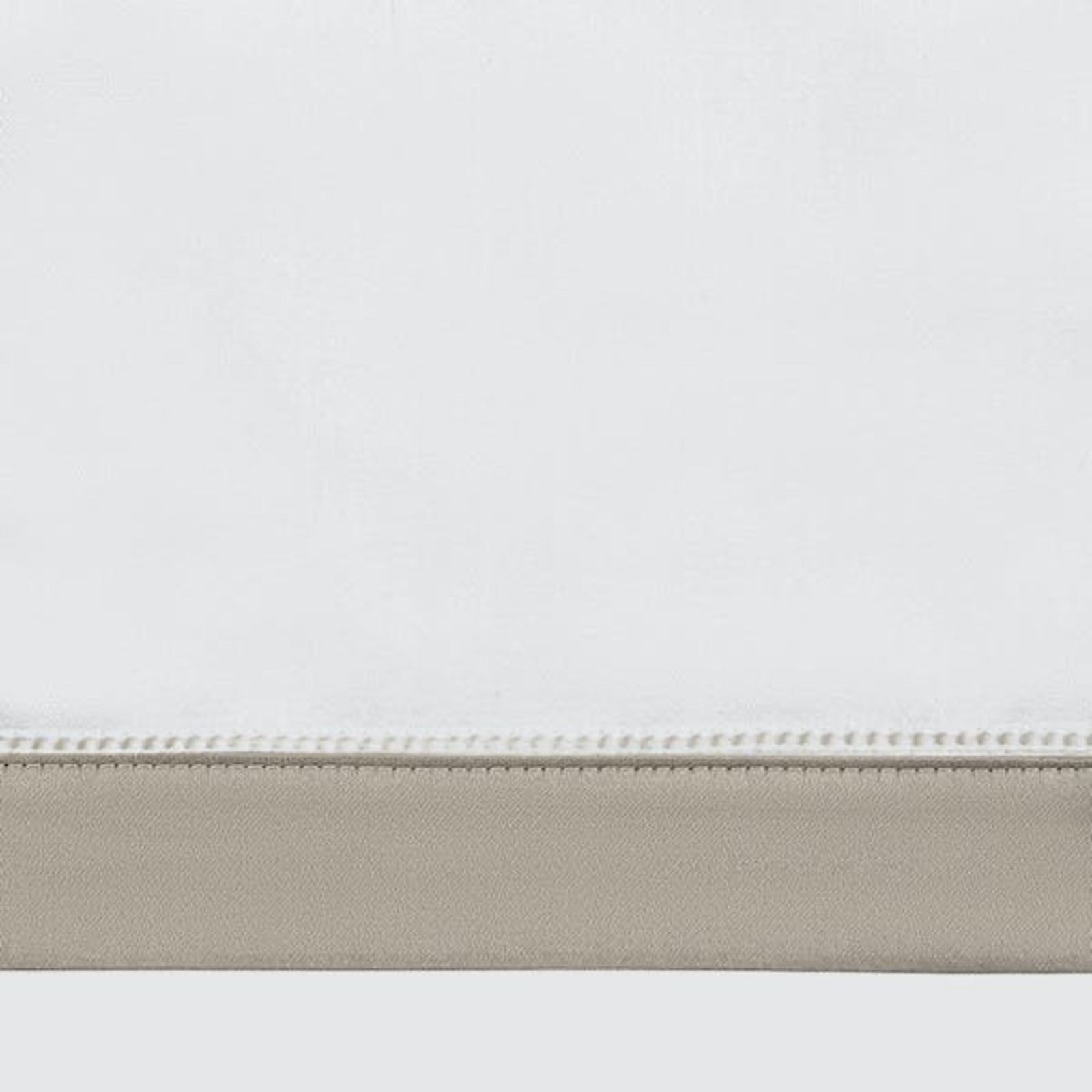 Full View of Matouk Ambrose Bedding Bone/Silver with Bone/Khaki Swatch