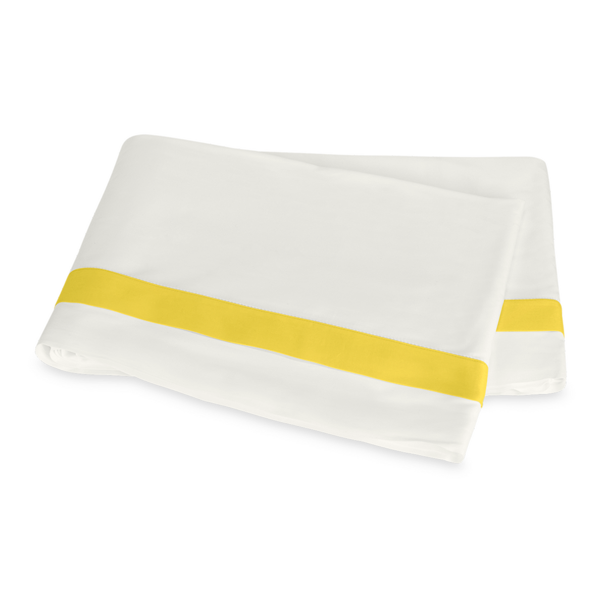 Silo Image of Matouk Ambrose Bedding Flat Sheet in Bone/Lemon Color