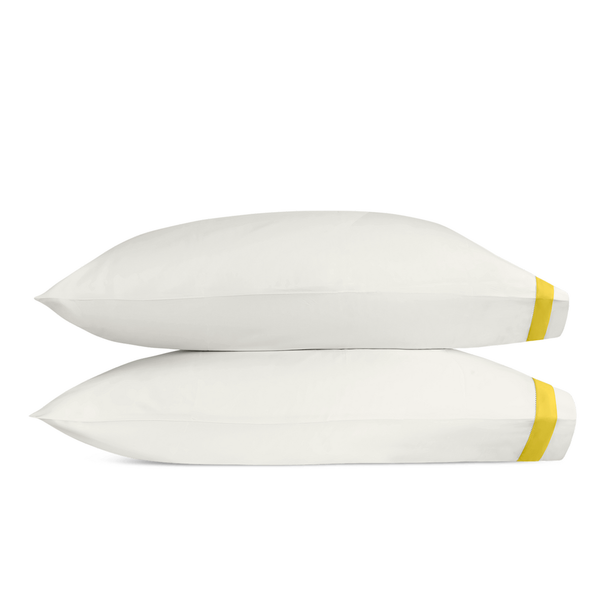 Silo Image of Matouk Ambrose Bedding Pillowcases in Bone/Lemon Color