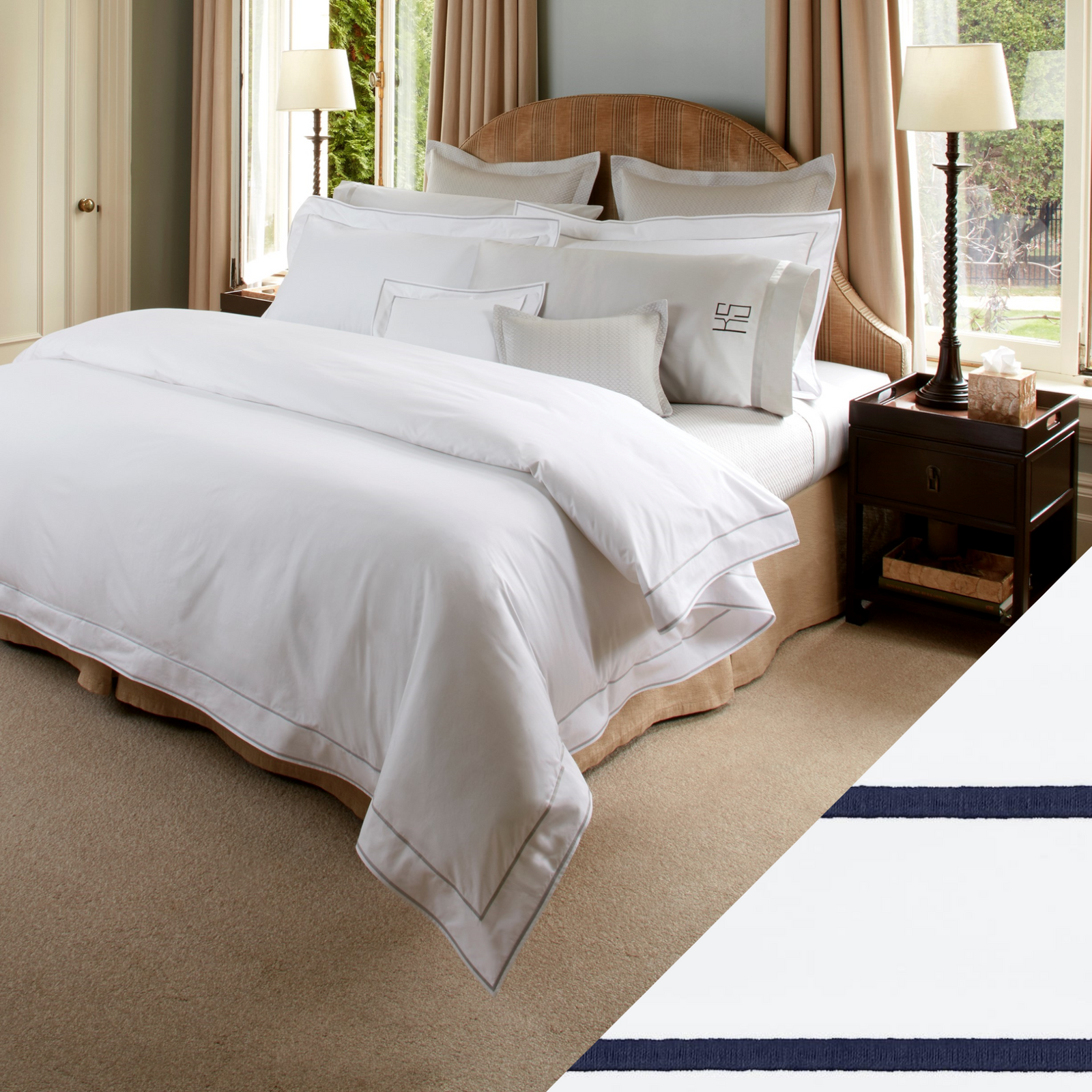 Matouk Ansonia Bedding Fines Linen Navy