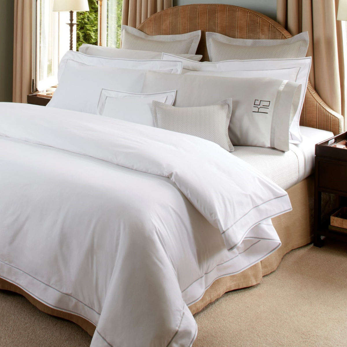 Matouk Ansonia Bedding Collection Lifestyle Pillows and Linens