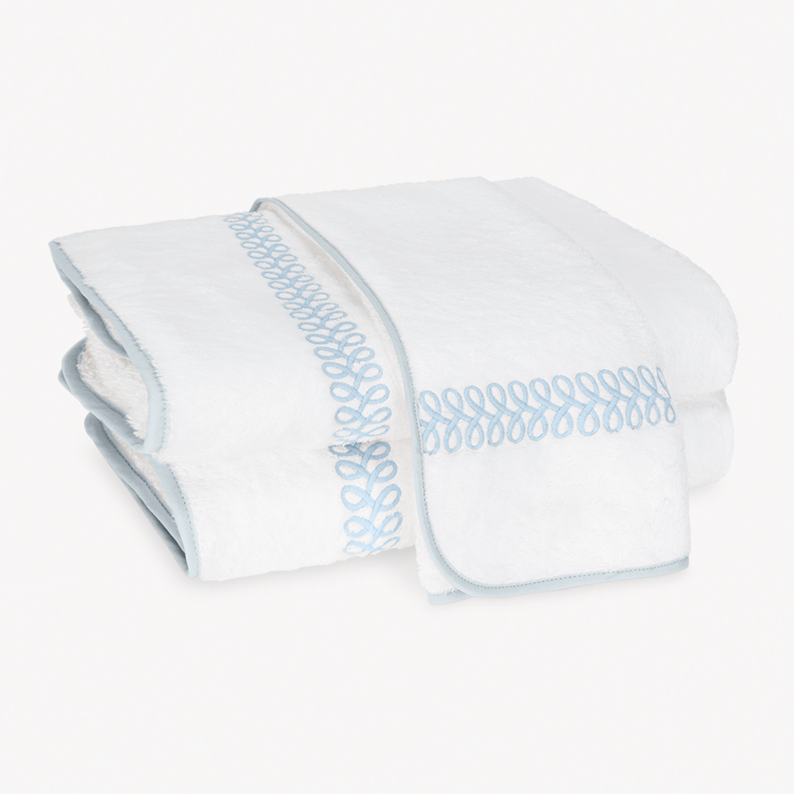 Matouk Astor Braid Bath Towels in Light Blue