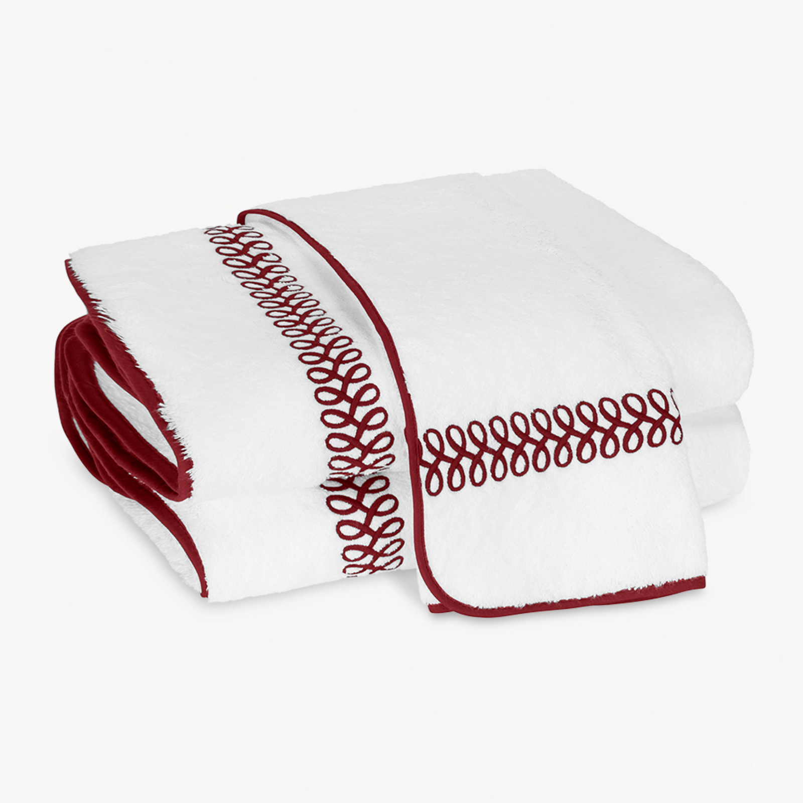 Matouk Astor Braid Bath Towels in Red