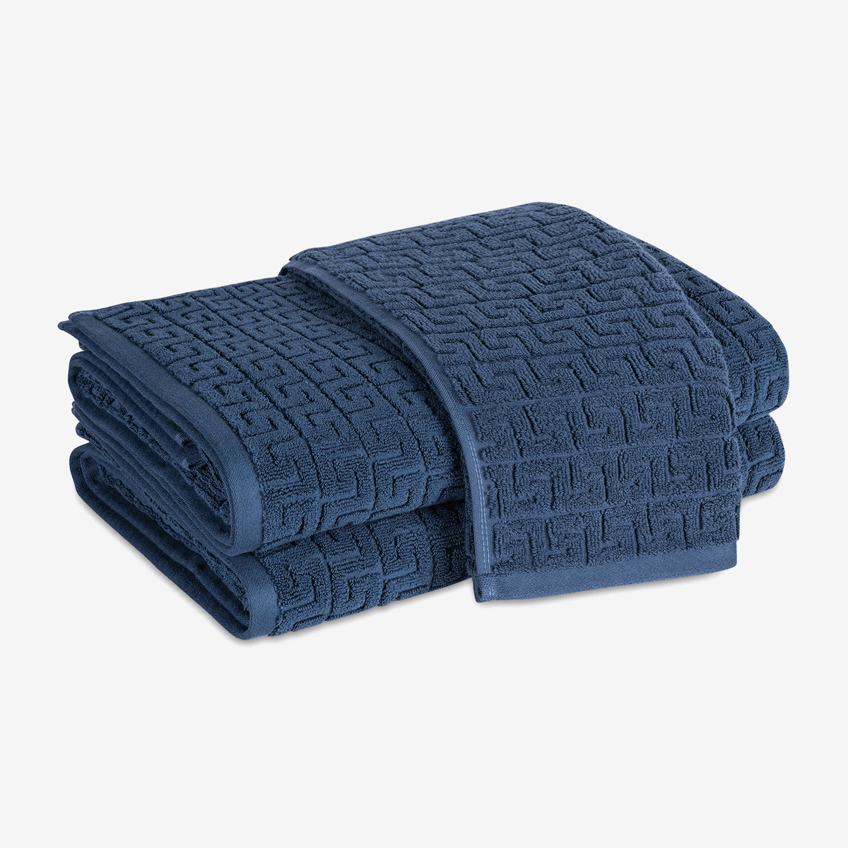 Folded Matouk Schumacher Athena Bath Towels in Navy