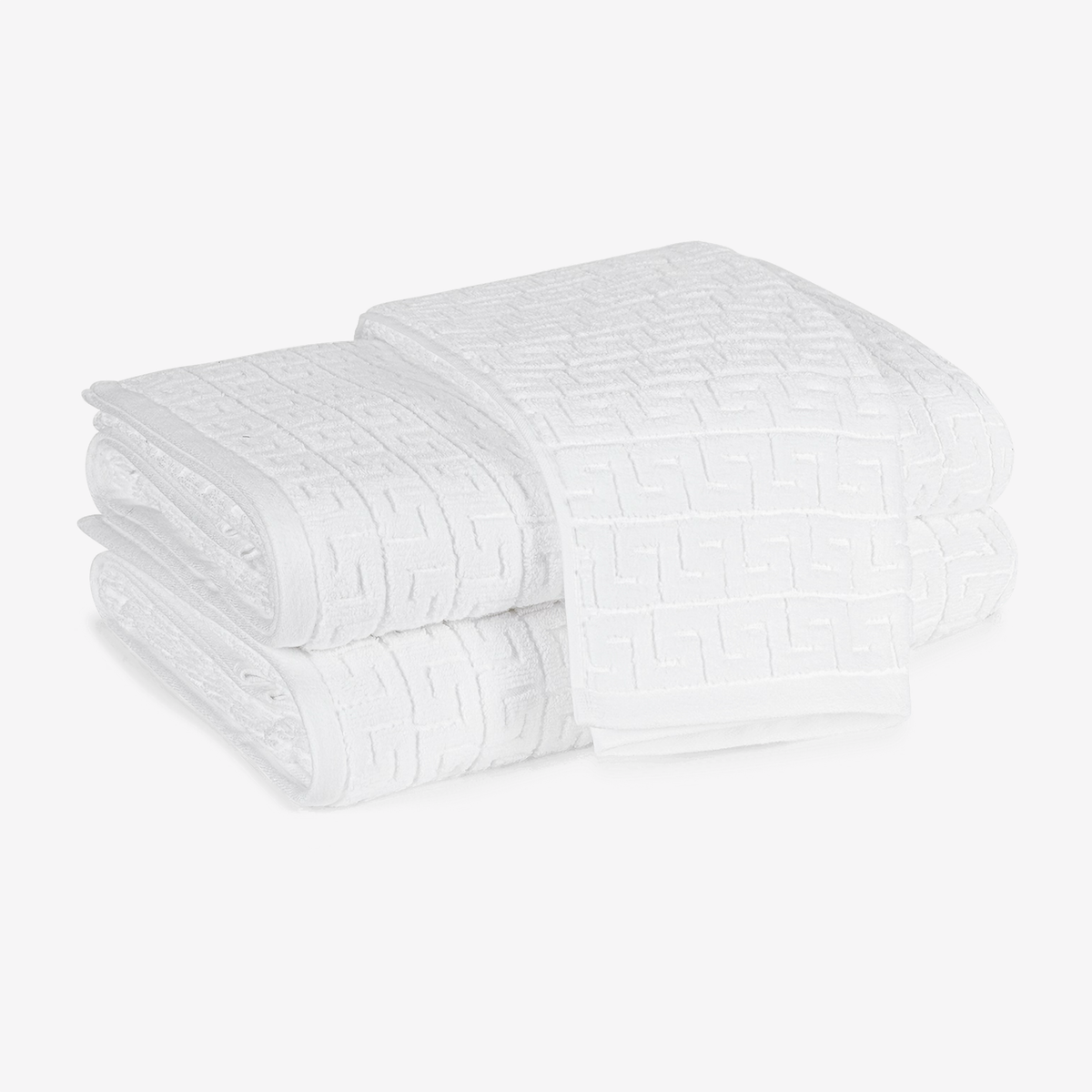 Folded Matouk Schumacher Athena Bath Towels in White