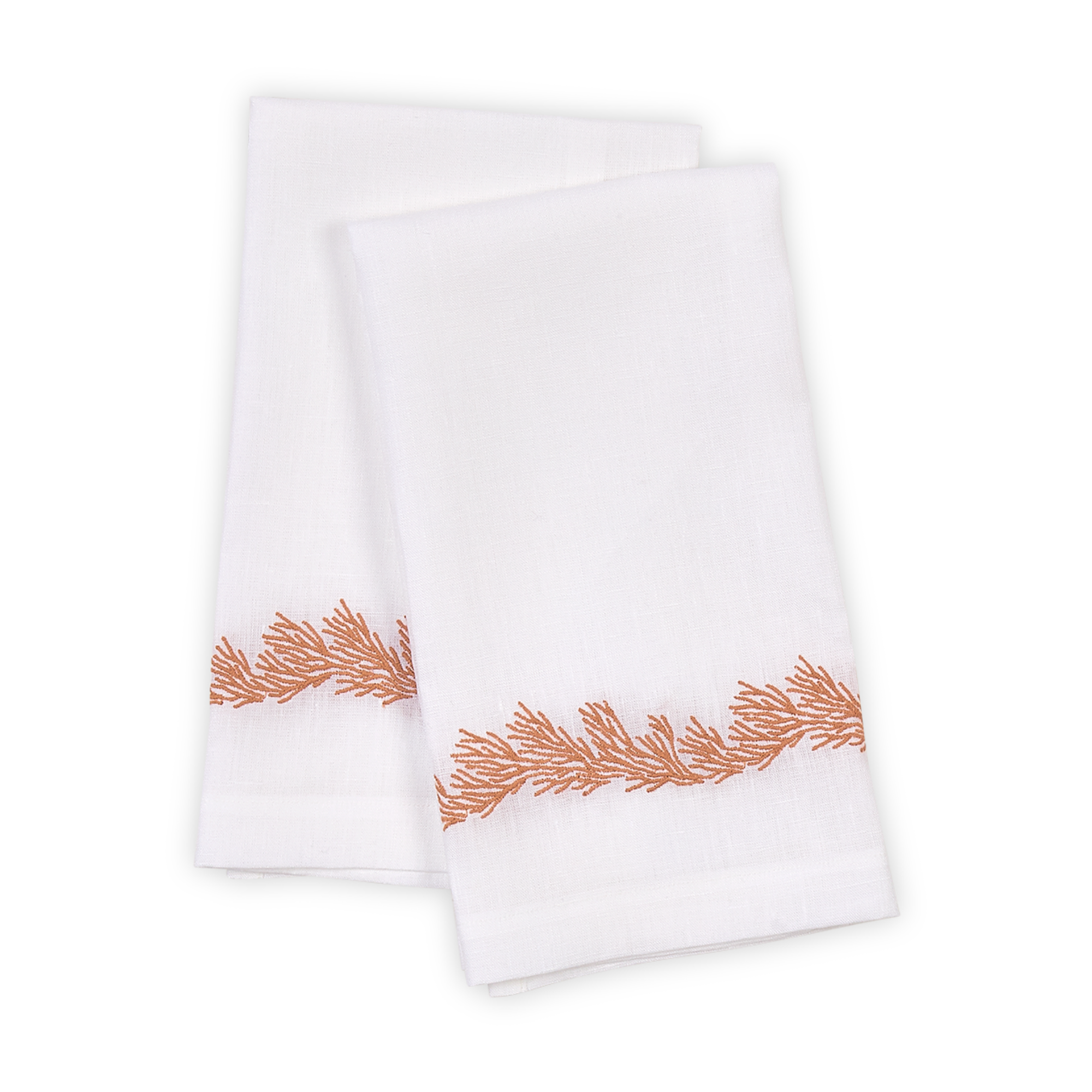 Set of 2 Folded Matouk Atoll Guest Towels in Copper Color