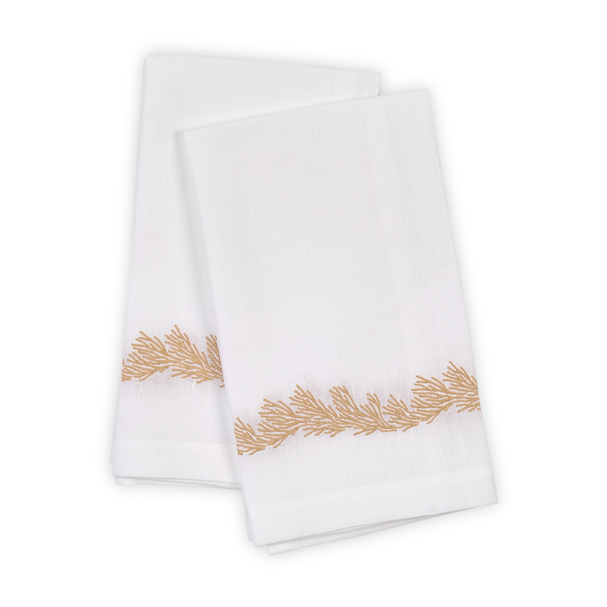 Set of 2 Folded Matouk Atoll Guest Towels in Linen Color