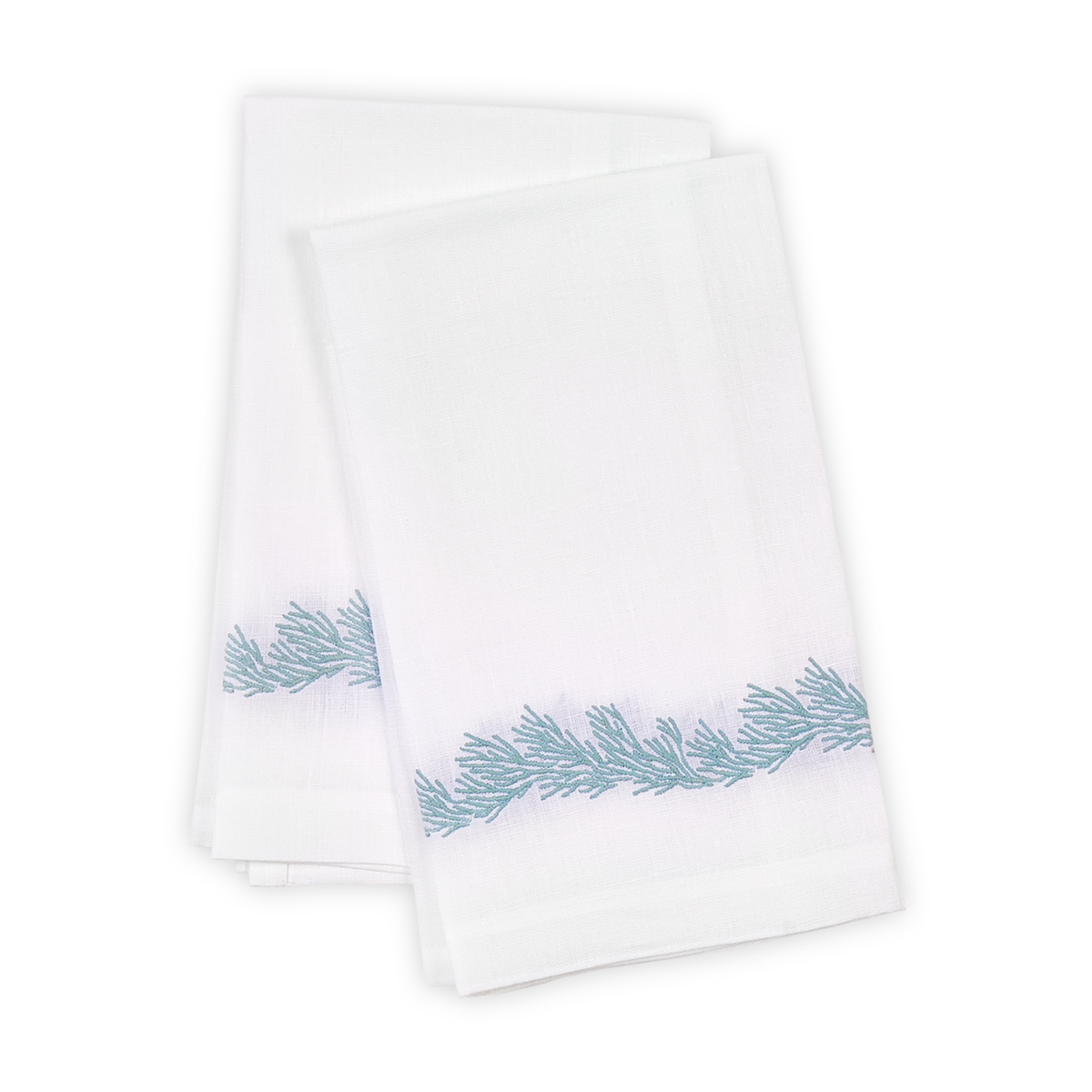 Set of 2 Folded Matouk Atoll Guest Towels in Pool Color