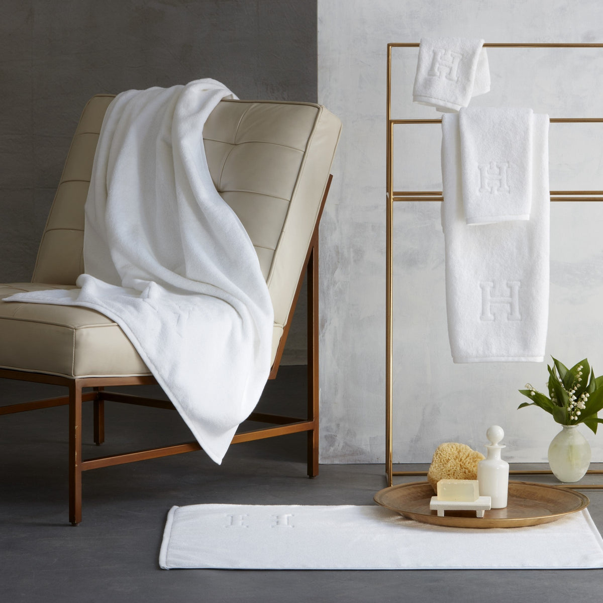 Lifestyle Image of Matouk Auberge Bath Towels Indoor