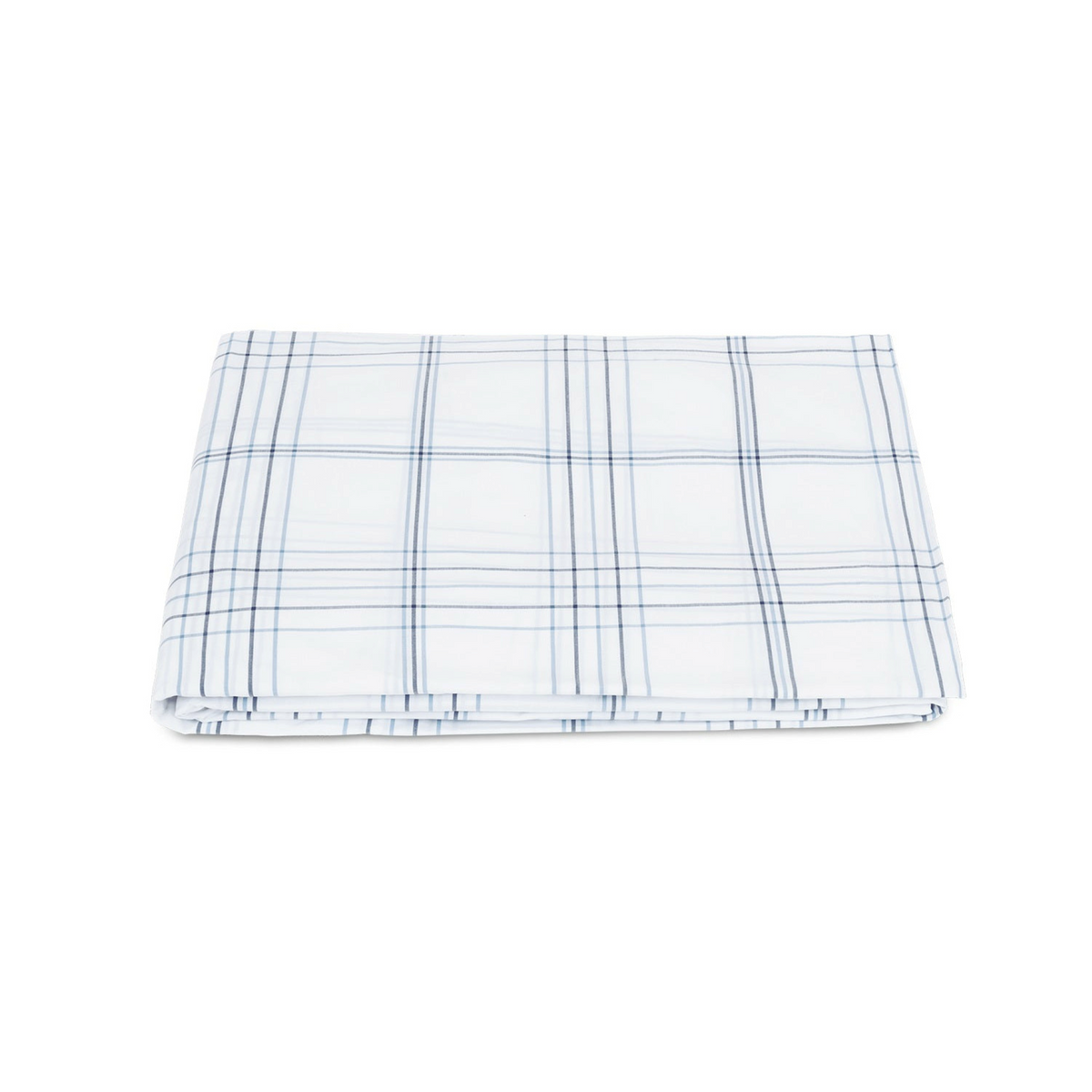 Matouk August Plaid Bedding Fitted Sheet Navy Fine Linens