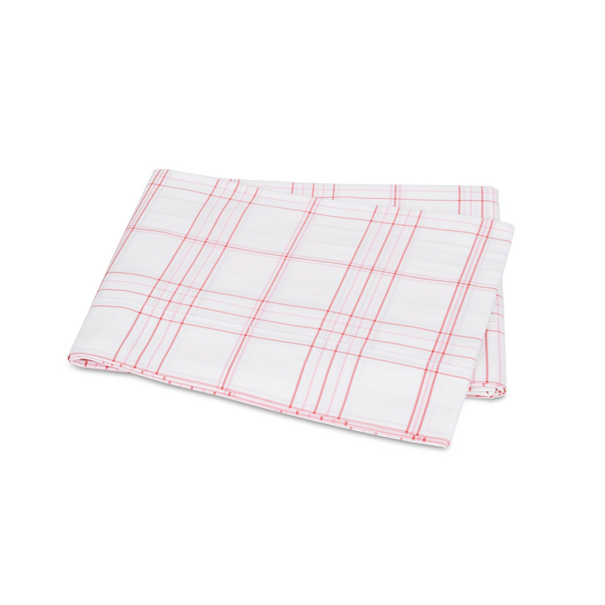 Matouk August Plaid Bedding Flat Sheet Pink Fine Linens