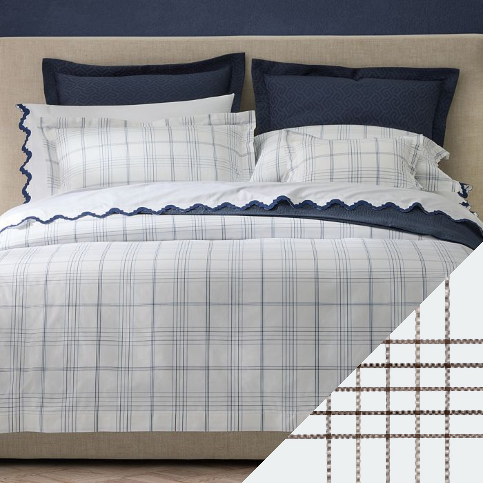 Matouk August Plaid Bedding Sable Fine Linens