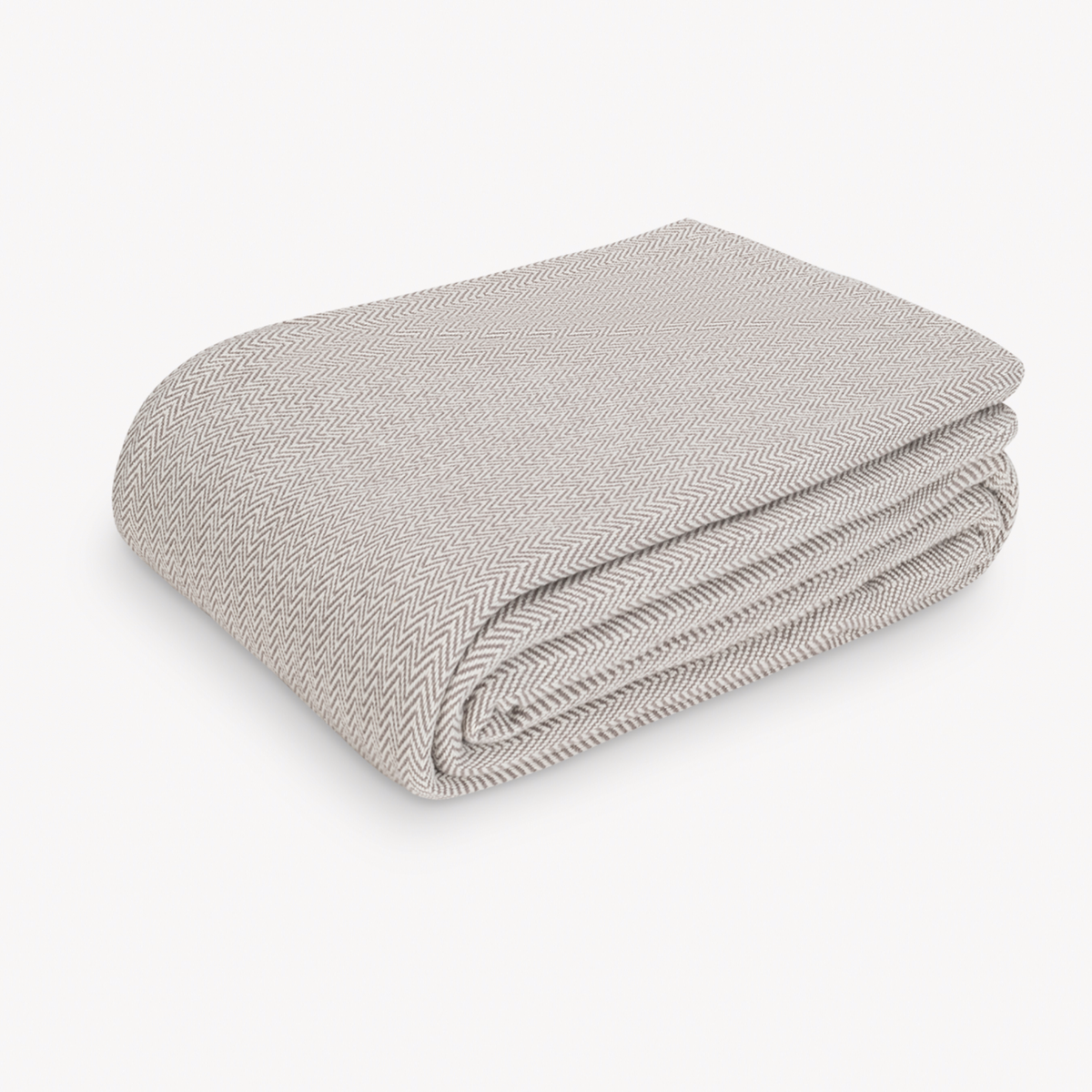 Folded Matouk Avalon Blanket in Platinum color