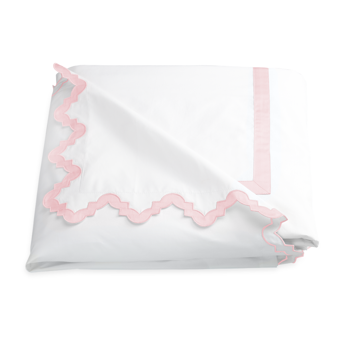 Folded Duvet Cover of Matouk Aziza Bedding in Pink Color